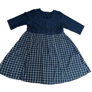 TORRID Women's Plus 5X Black Plaid Knit Fit & Flare Midi Dress Cocktail Workwear